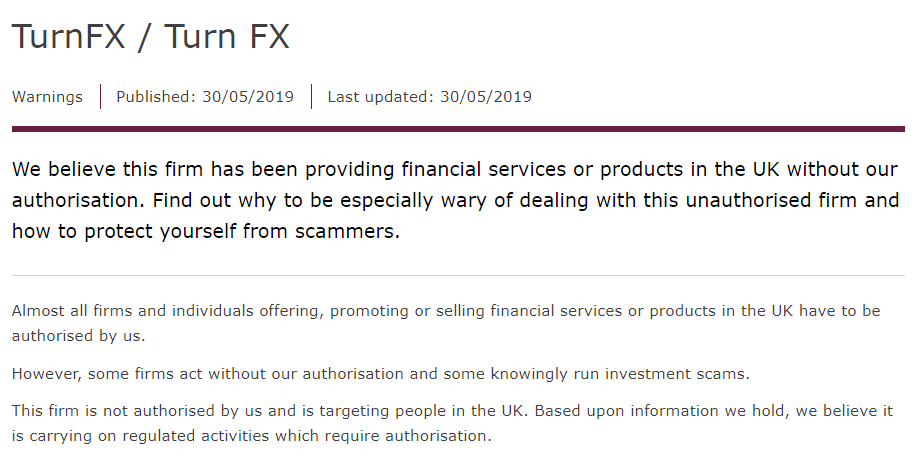 Fca Uk Blacklists Svg Registered Turnfx Deposit Withdraw - 